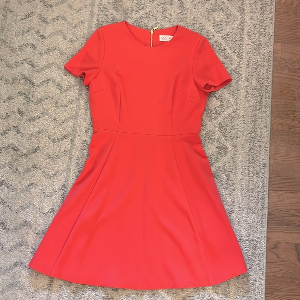 Eliza J - Fit n Flare - Short Sleeve Dress - Coral - Size 8